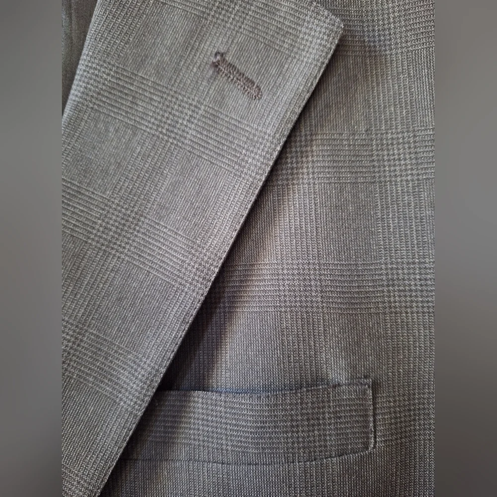 Brooks Brothers Suit Jacket 42R Blue/Gray Wool Check Print  Makers USA